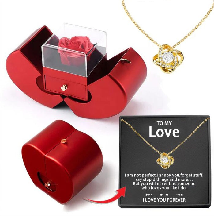 Eternal Rose Apple Jewelry Box Necklace Gift